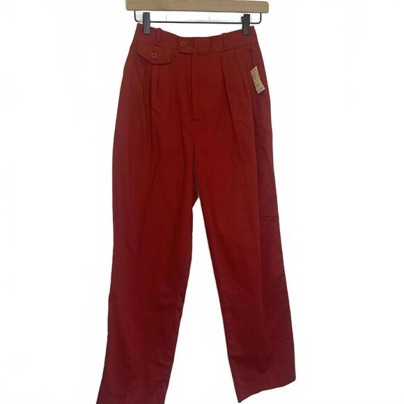 Brand New Vintage 80s 90s Condor Women's 7/8 Red Paperbag Ankle Pants - Picture 1 of 11